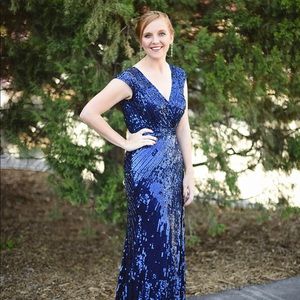 Mac Duggal Sequin Blue Gown